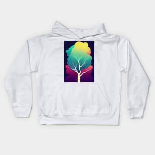 Vibrant Colored Whimsical Minimalist Lonely Tree - Abstract Minimalist Bright Colorful Nature Poster Art of a Leafless Branches Kids Hoodie